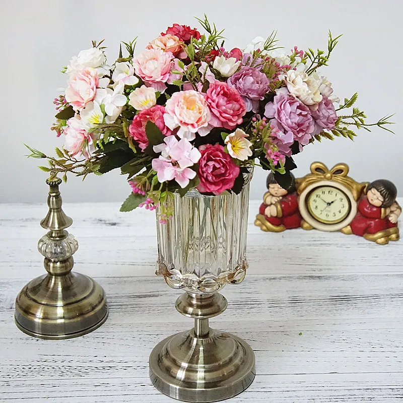 Pfingstrose DIY Party Dekoration Vintage Seide Künstliche Blumen Kleine Rose Hochzeit Gefälschte