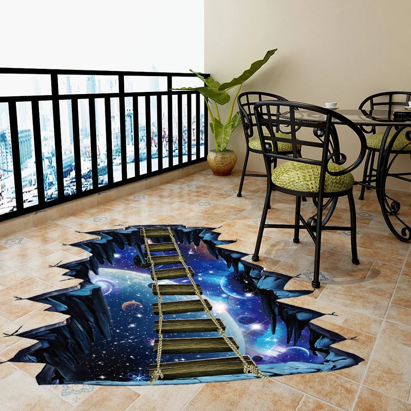 3D gebrochen loch cosmic Leiter wand aufkleber wohnkultur wohnzimmer schlafzimmer boden decals