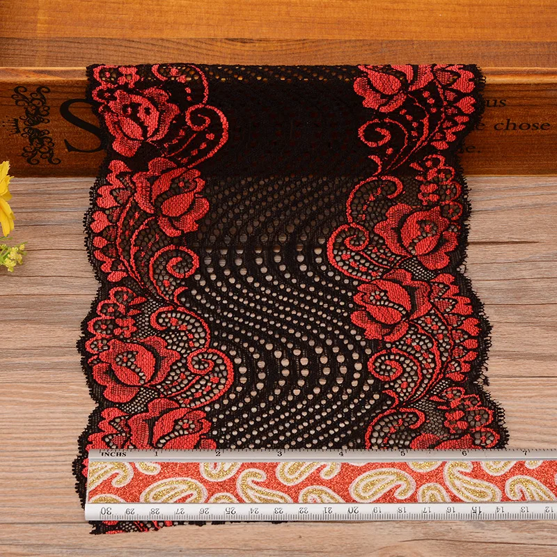 Großhandel Lot 1 Yard 18cm Breite 12 Farben Zarte Elastische/Spandex Blume Floral spitze trim