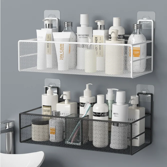 Punch-freies bad regal lagerung organizer dusche wand regal lagerung box küche korb bad zubehör