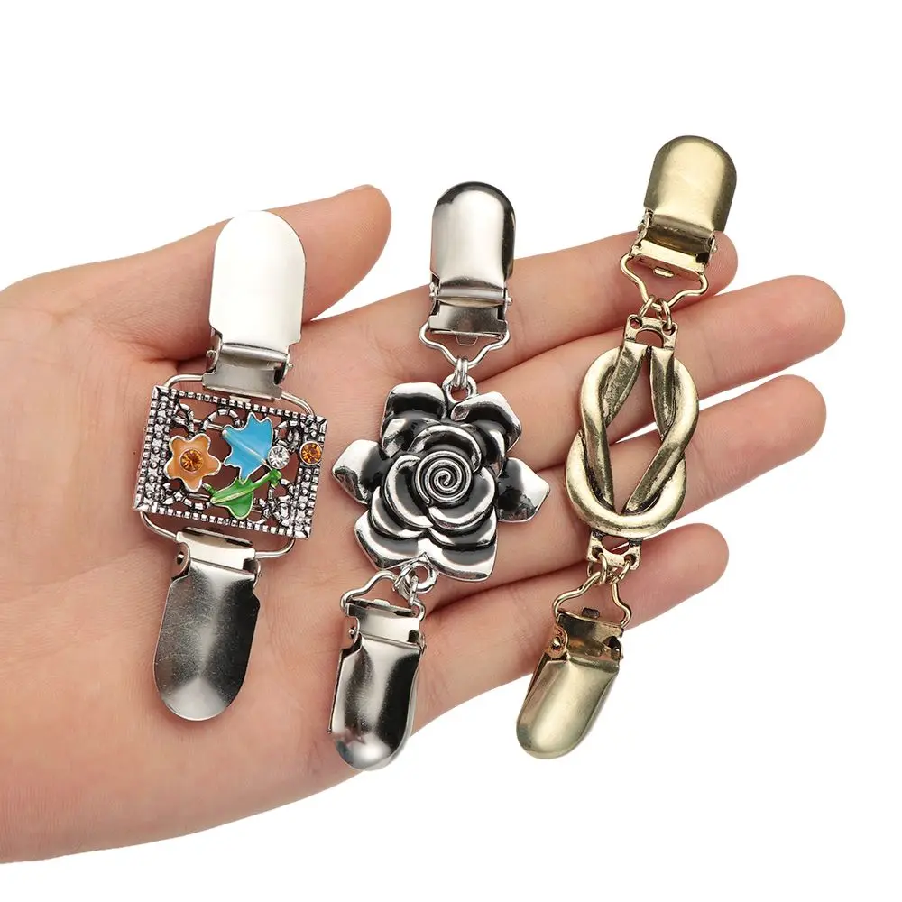 Vrouwen Vintage Sjaal Broche Bloem Patronen Clip Klassieke Trui Knitwear Shawl Clip Meisjes Jurken