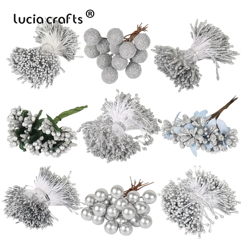 8/10/12/90/144 stücke Silber Mixed Hybrid Blume Kirsche Staubblatt Beeren Bündel DIY Kuchen