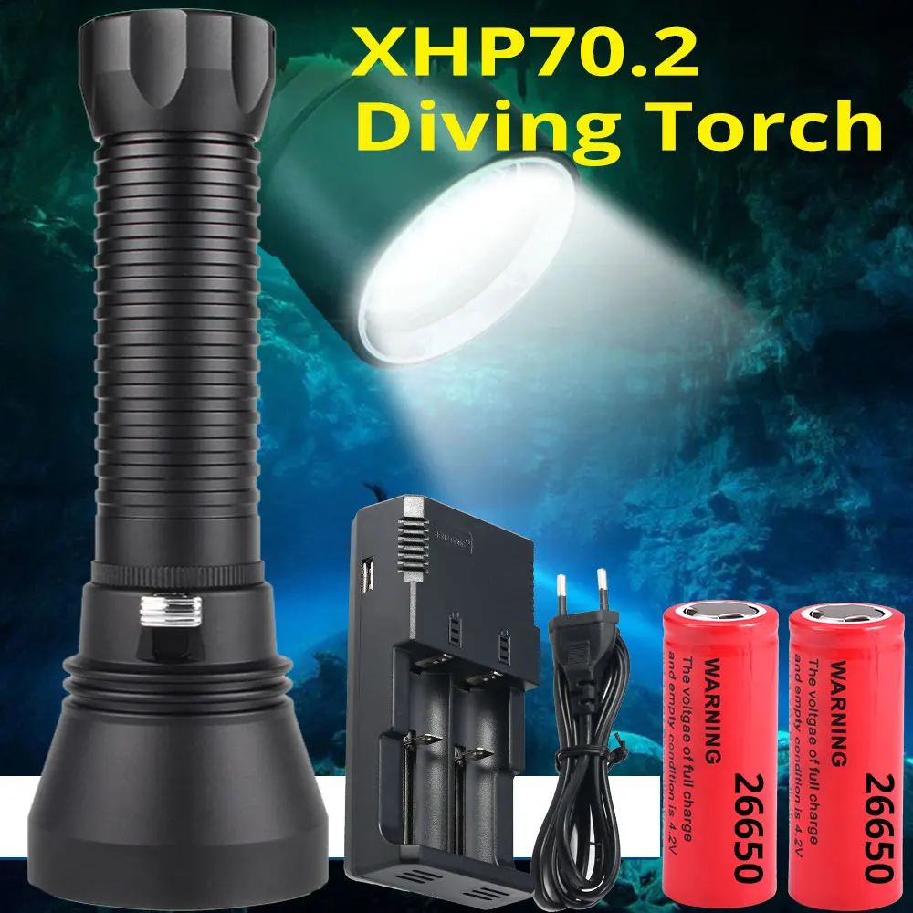Hellsten XHP 70,2 Mächtigsten LED Tauchen Taschenlampe 200m Unterwasser Taschenlampe XHP50 IPX8