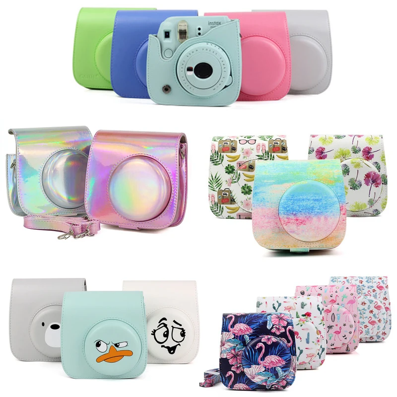 Für fujifilm instax mini 9 8 8 kamera zubehör künstler ölfarbe pu leder sofort kamera schulter