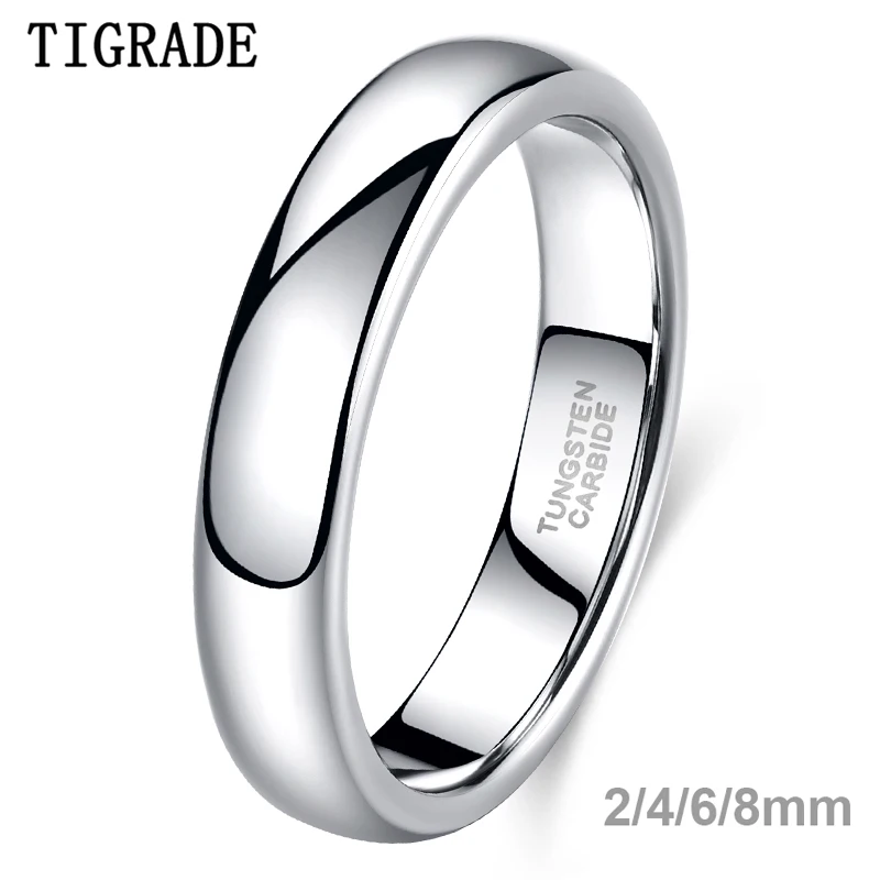 Tigrade klassischer Schmuck, 2/4/6/8 mm, niedliche Männer und Frauen, einfache Ringe, polnisch, 100 % reiner Wolframkarbid-Ring,