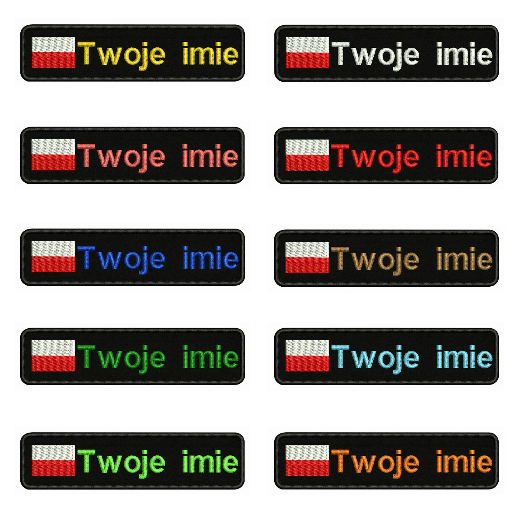 Polish Flag Polen 10X 2,5 cm Stickerei Custom Name Text Patch Streifen Abzeichen Eisen Auf Oder
