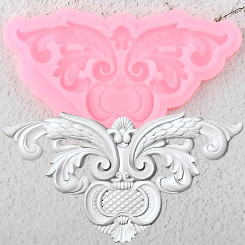 Barock Blättern Relief Border Silikon Form 3D Rahmen Cupcake Topper Fondant Kuchen Dekorieren