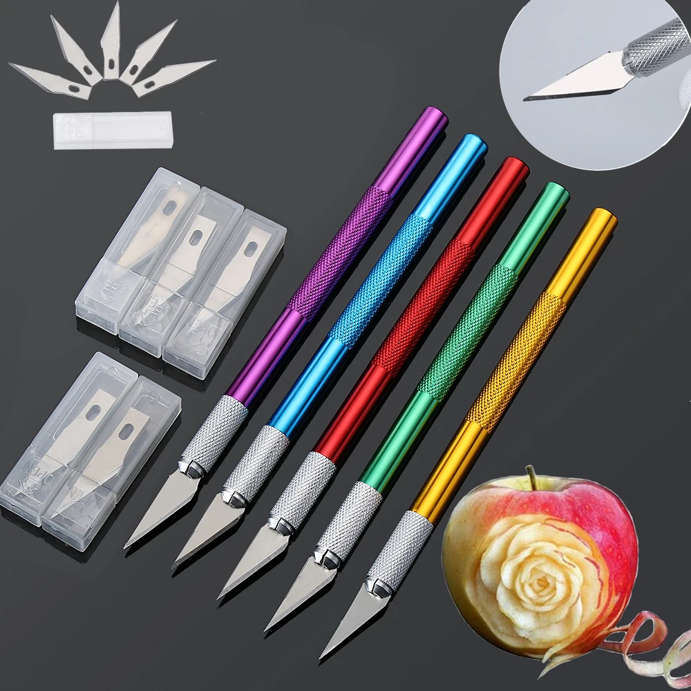6pc Klingen Messer Kuchen Dekorieren Werkzeuge Obst Sculpting Gum Paste Carving Gebäck Matte
