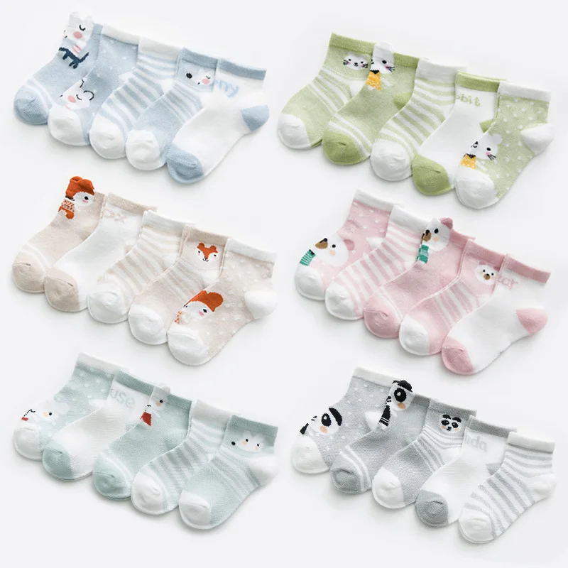 5Pairs/lot 0-2Y Infant Baby Socks Baby Socks for Girls Cotton Mesh Cute Newborn Boy Toddler Socks
