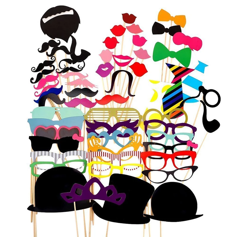 10-58 stücke Spaß Hochzeit Dekoration Photo Booth Requisiten DIY Schnurrbart Lippen Brille Maske
