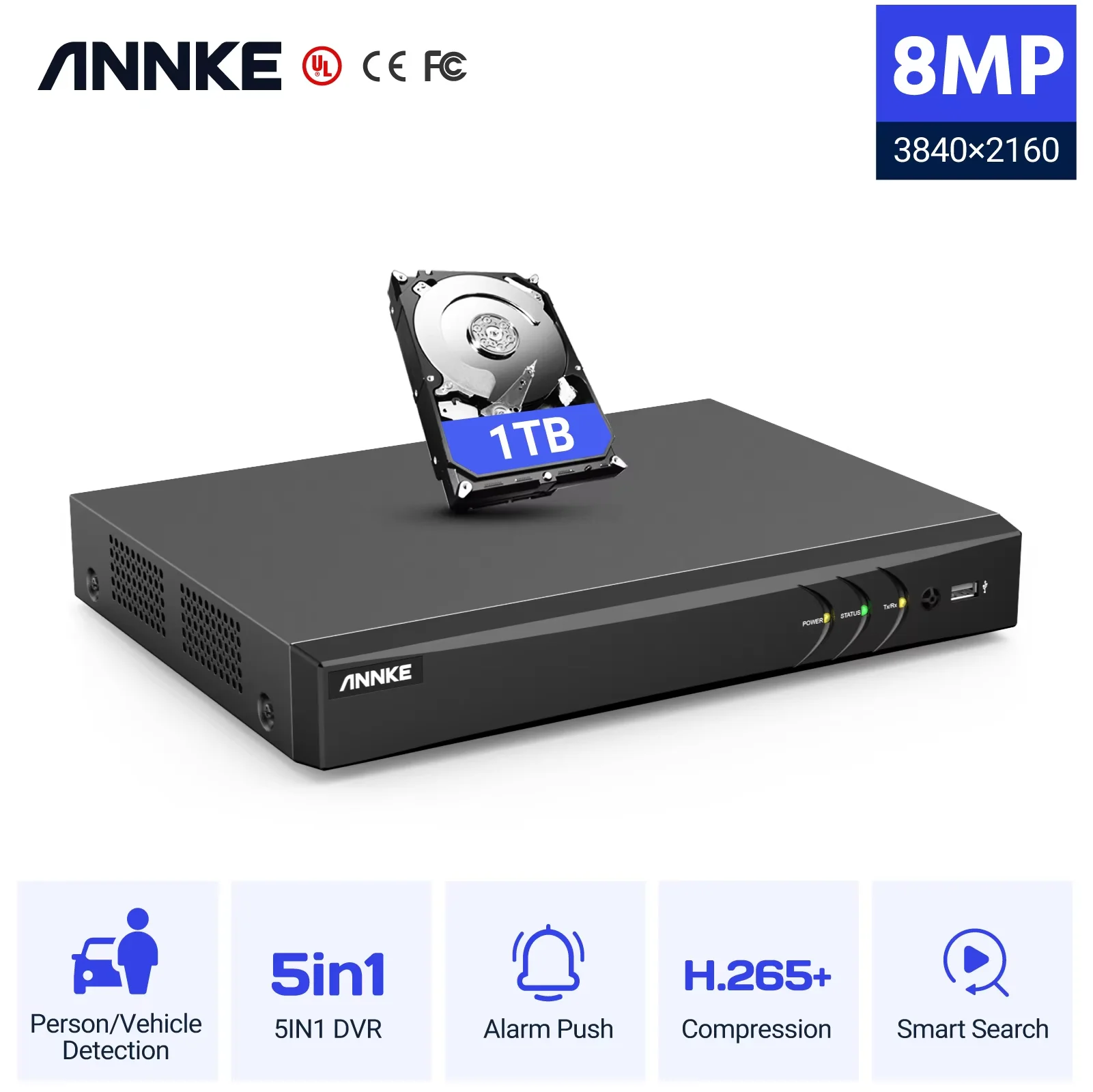 ANNKE H.265 + 4K DVR Ultra HD 5-in-1 8MP Überwachung DVR Ausgang Video Recorder Remote zugang Motion