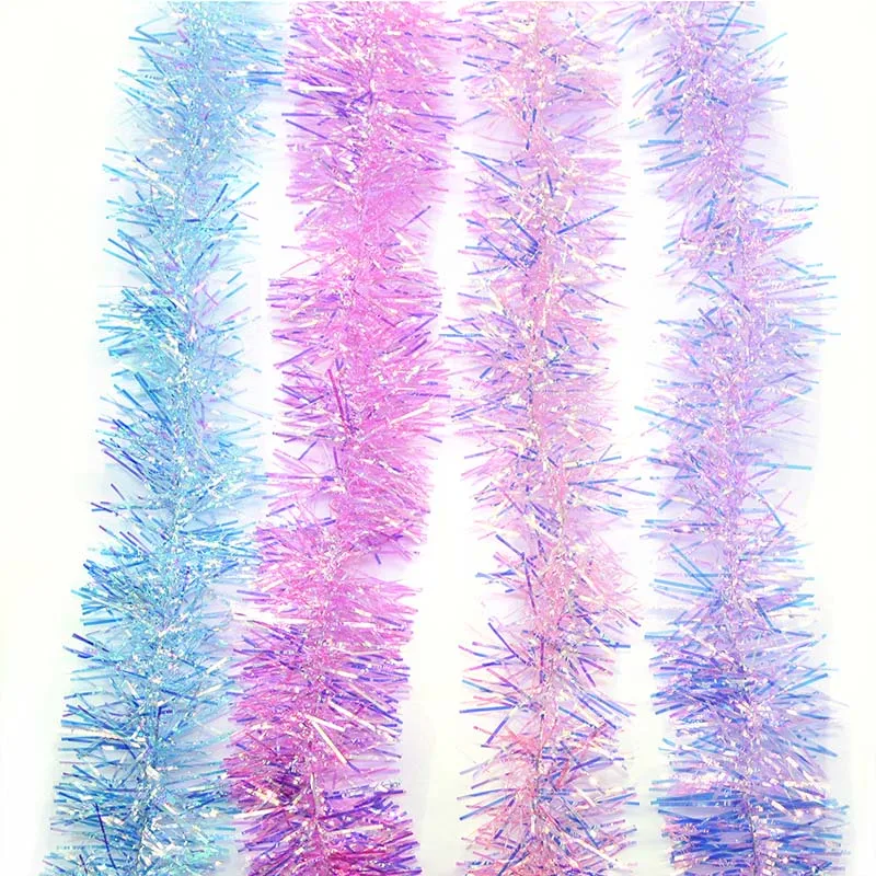 2M 3cm/5cm Regenbogen Farbe Folie Folie Rattan Lametta Streamer Weihnachten Baum Hängen Girlande