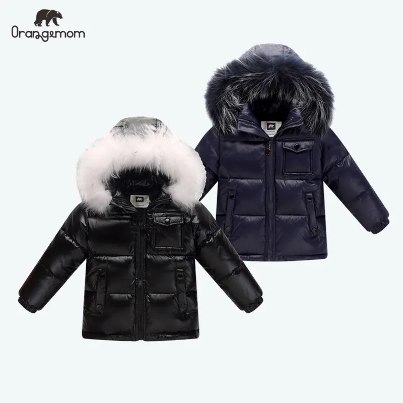 Black Winter Jacket Parka For Boys Winter Coat 90% Down Girls Jackets Children's Clothing Snow Wear