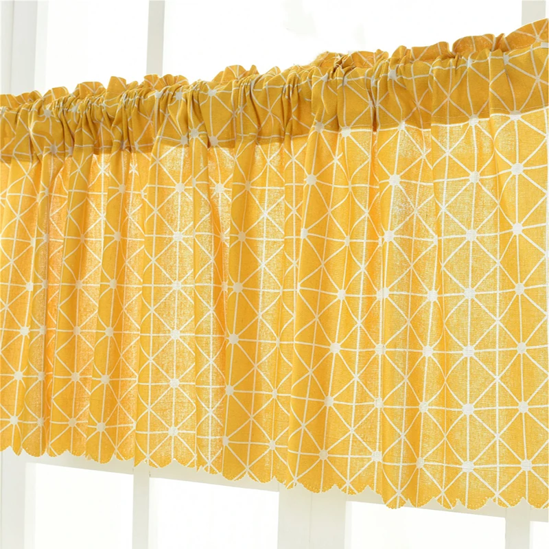 Kurze vorhang moderne vorhänge für küche balkon Gelb Plaid tuch 150*45cm einfache geometrische