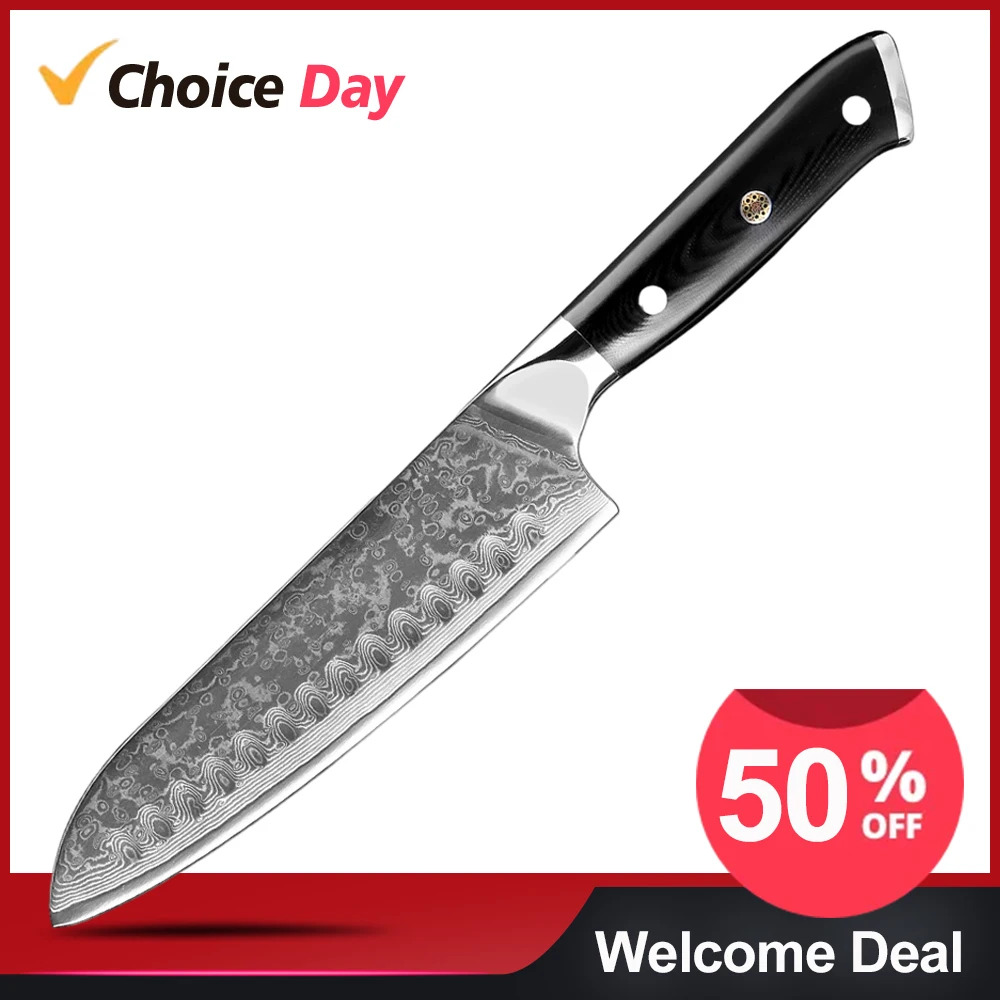 Damaskus Santoku Messer ultrasc harfe Küchenchef Hackmesser Antihaft G10 Griff Kochmesser japanische