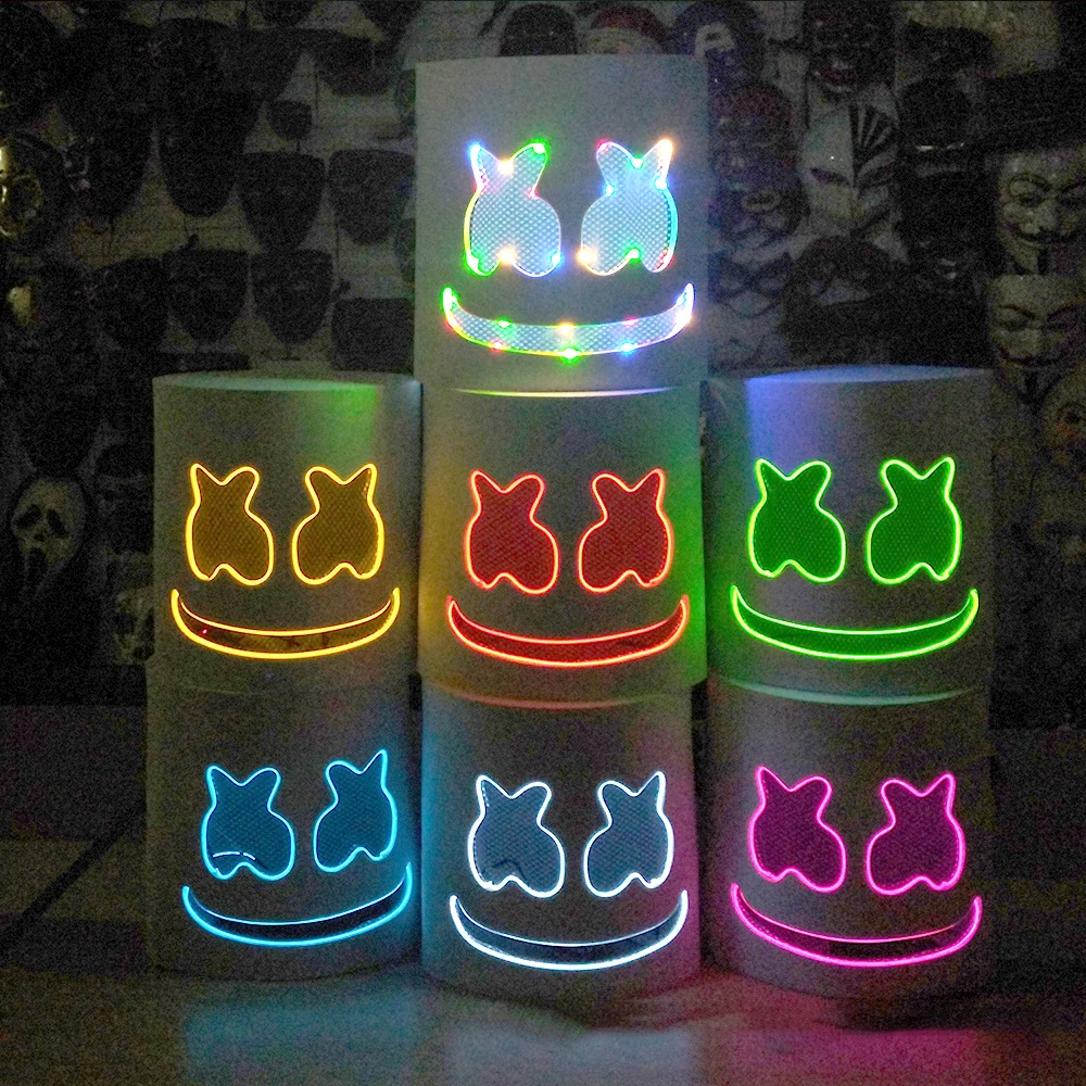 Top 100 Elektronische Musik DJ Eibisch Glowing Kopf Abdeckung Halloween led kopfbedeckungen Glowing