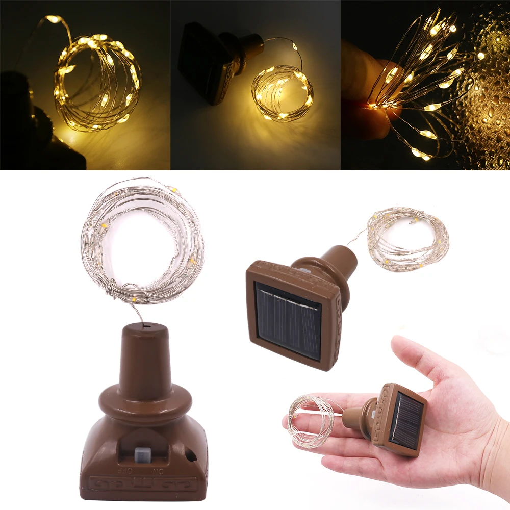 1PC 1M 10LED 2M 20 LED Wein Flasche Kork Kupfer Draht Lichterkette Weihnachten Licht Urlaub Partei