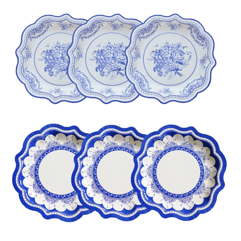 Chinesischen Stil Blau und Weiß Porzellan Papier Platten Tassen Party Baby Shower Hochzeit