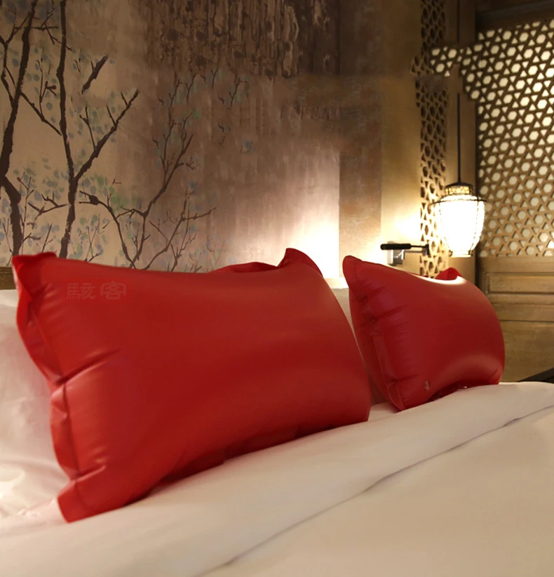 80*50cm PVC Sex aufblasbare Kissenbezug Luxus Schwarz Rot Kissen Fall Für Bett Werfen Bequeme