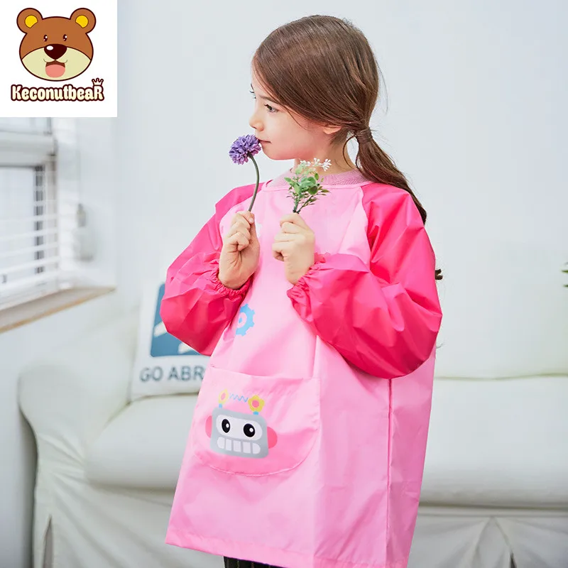 Cartoon Baby Lätzchen Wasserdicht Langarm Schürze Fütterung Kittel Bib Kinder Schürze Malerei