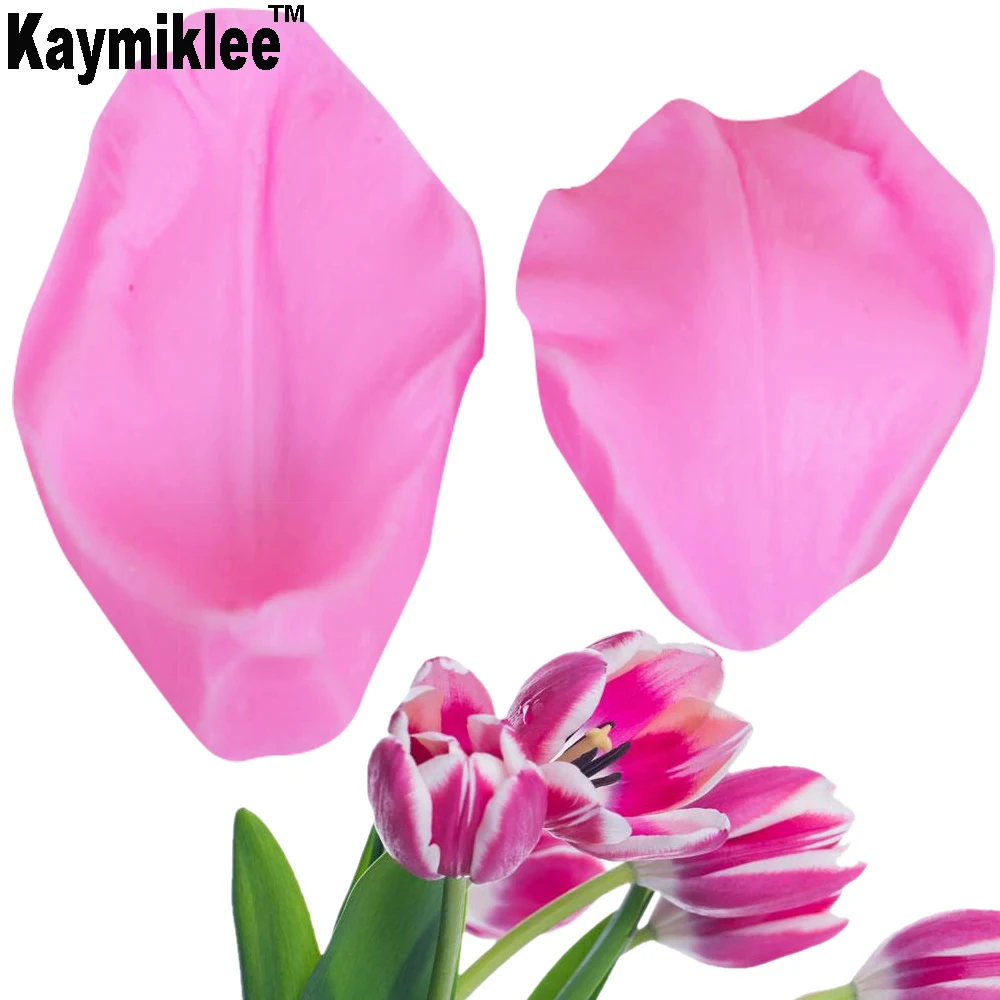 M183 Tulpen blüten blätter Textur Silikon Venen form Edelstahl Cutter Fondant Sugar craft Blumen