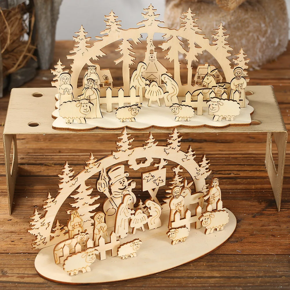 Kreative DIY Holz Handwerk Weihnachten Ornamente Frohe Weihnachten Home Desktop Dekorationen Neue
