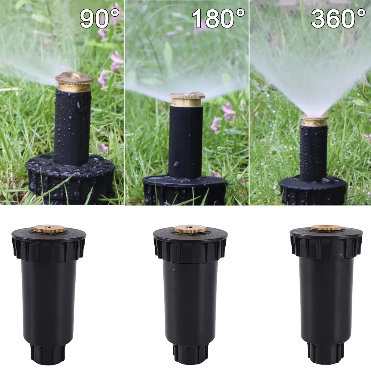 Pop-Up-Sprinkler mit 1/2-Zoll-Gewinde, 90/180/360 Grad, automatische Dehnung, Streuselprinkler,