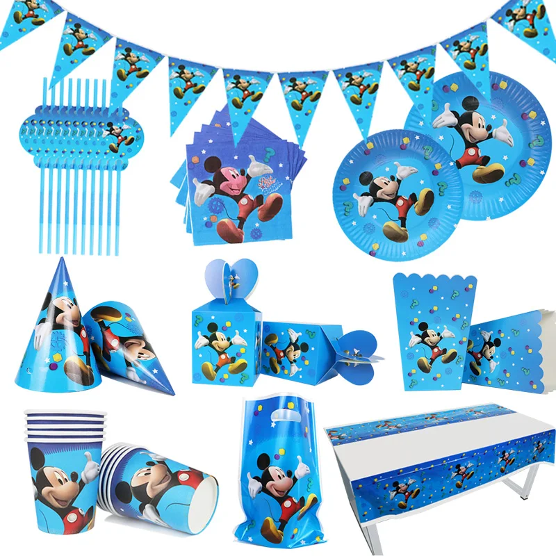 Cartoon Disney Mickey Maus Thema Kinder Favor Geburtstag Pack Event Party Tassen Teller Baby Dusche