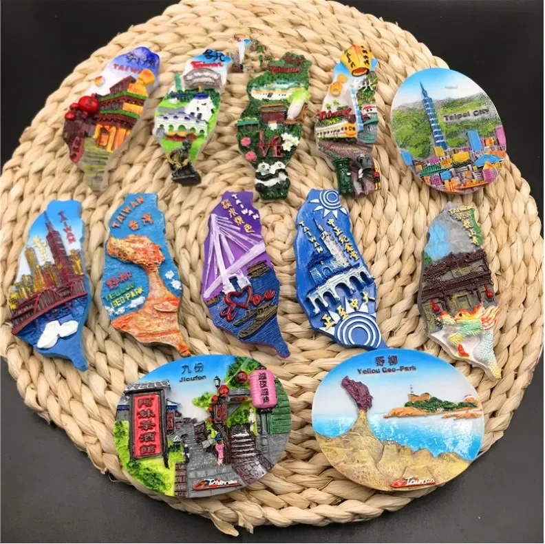 Taiwan Harz 3D Dekorative Magneten Tapei Stadt 101 Jioufen Karte Yeliou Geo-Park Taiwan Souvenir