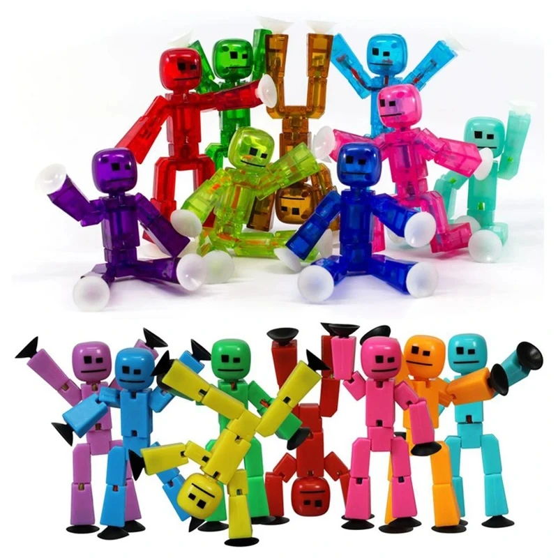 Suction Cup Stickbot Toys Sticky Robbot Toys For Boys Stick Bot Funny Deformable Action Figure