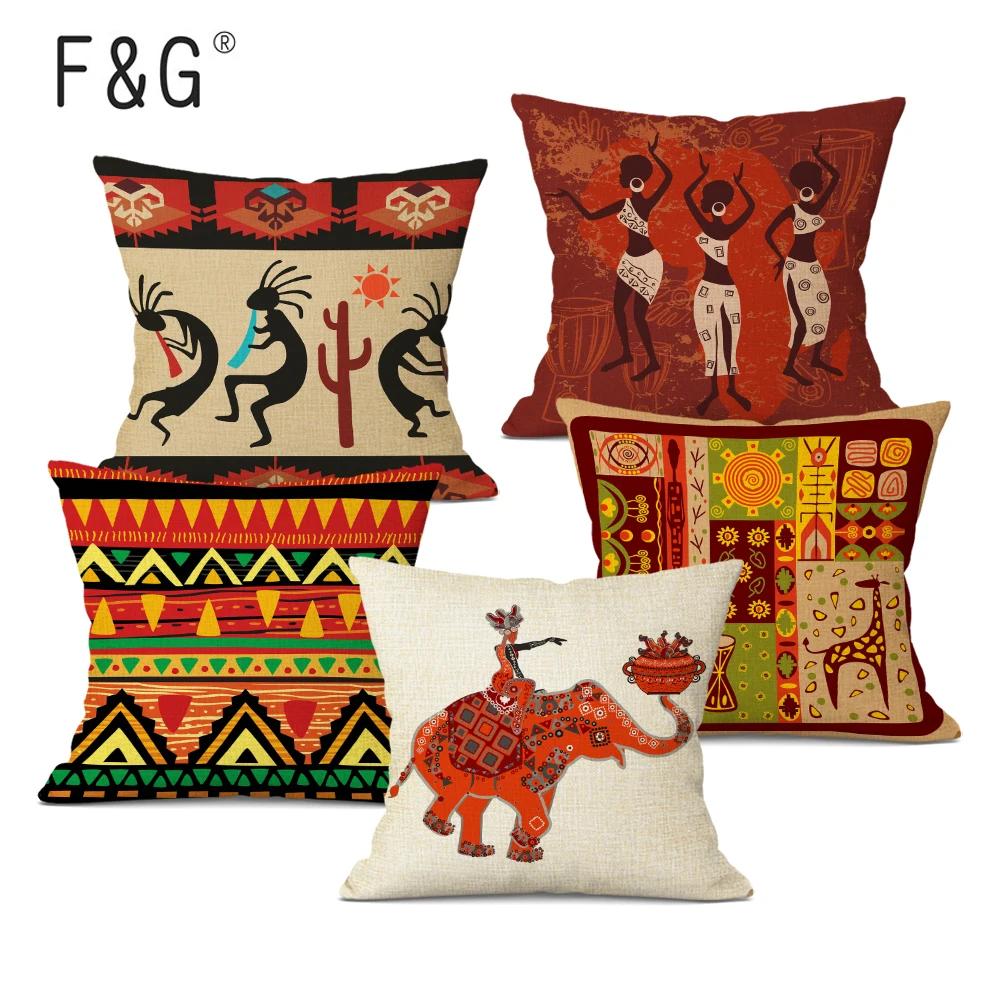 Kissenbezüge mit geometrischem Druck im afrikanischen Stil, 45 x 45 cm, anpassbare Dekokissenbezüge