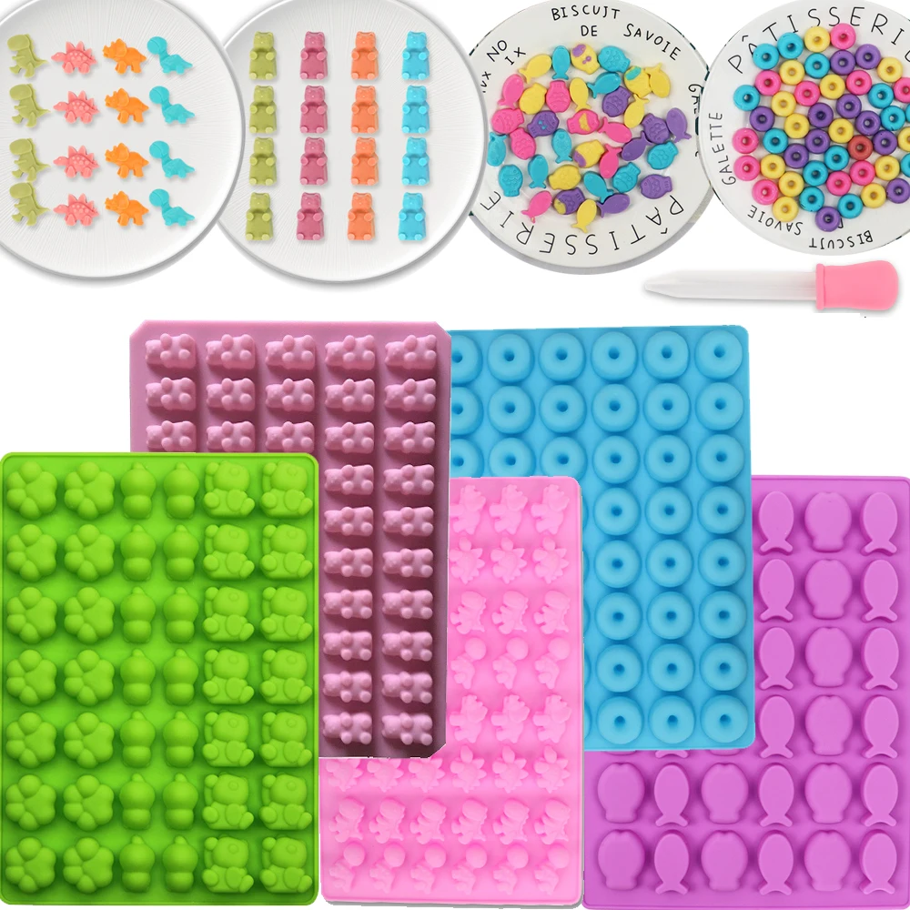 Bär Silikon gummy Formen Donut Dinosaurier fisch geformt Schokolade süßigkeiten kuchen Dessert