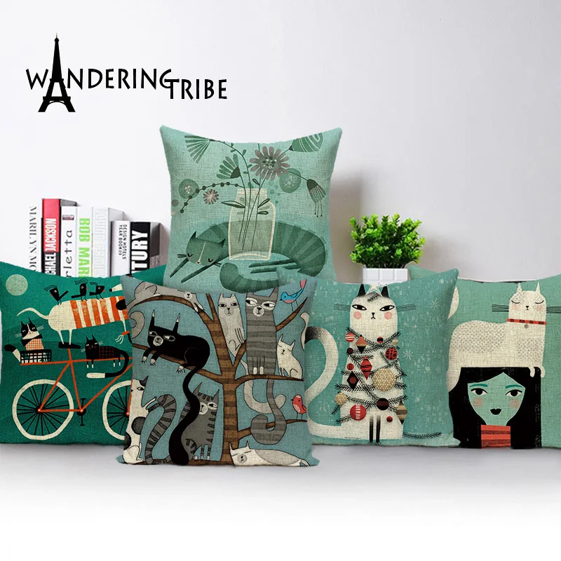 Cartoon Fuchs Decor Kissen Abdeckung Bunte Elefanten Werfen Fall Tier Dekorative Katze Outdoor