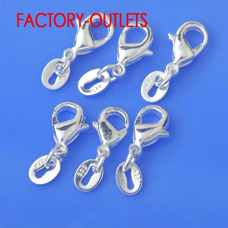 10PCS Korean Fashion Jewelry Necklace Chain Findings Genuine 925 Sterling Silver Lobster Clasp For