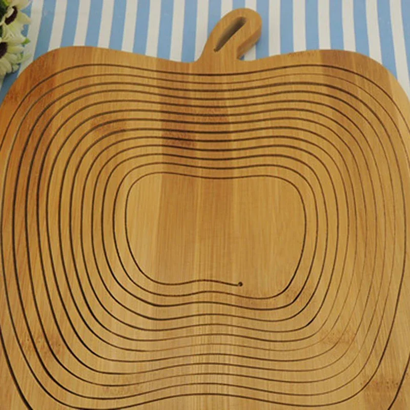 Faltbare Korb/Korb in Bambus in Form von Apple für Obst (Holz Log)