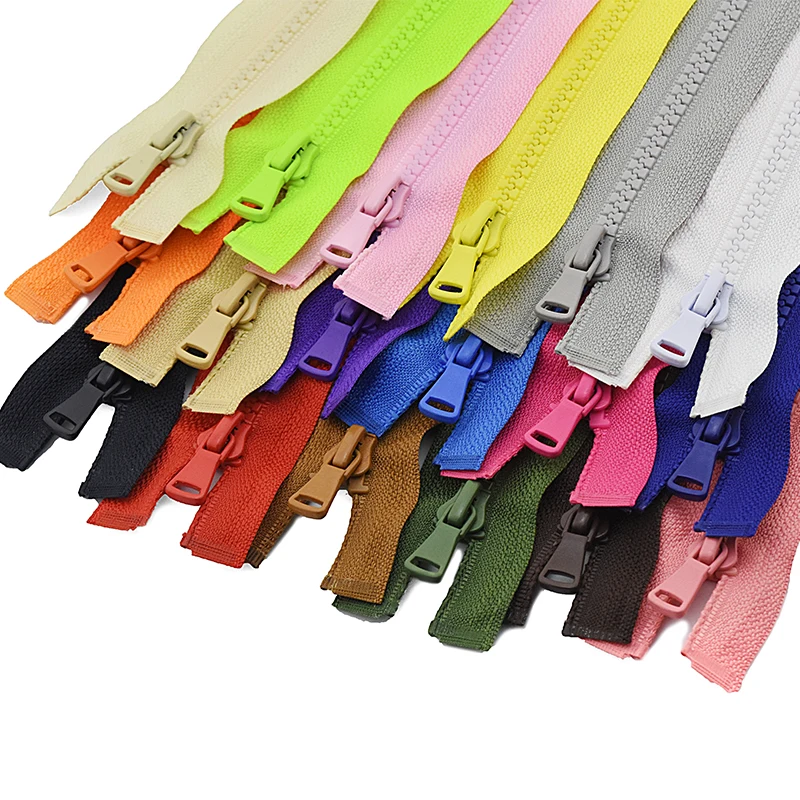 3pcs 5# 30/40/55/60/70/80/90 cm Resin Zipper Open-End Auto Lock ECO Plastic Zippers for Sewing