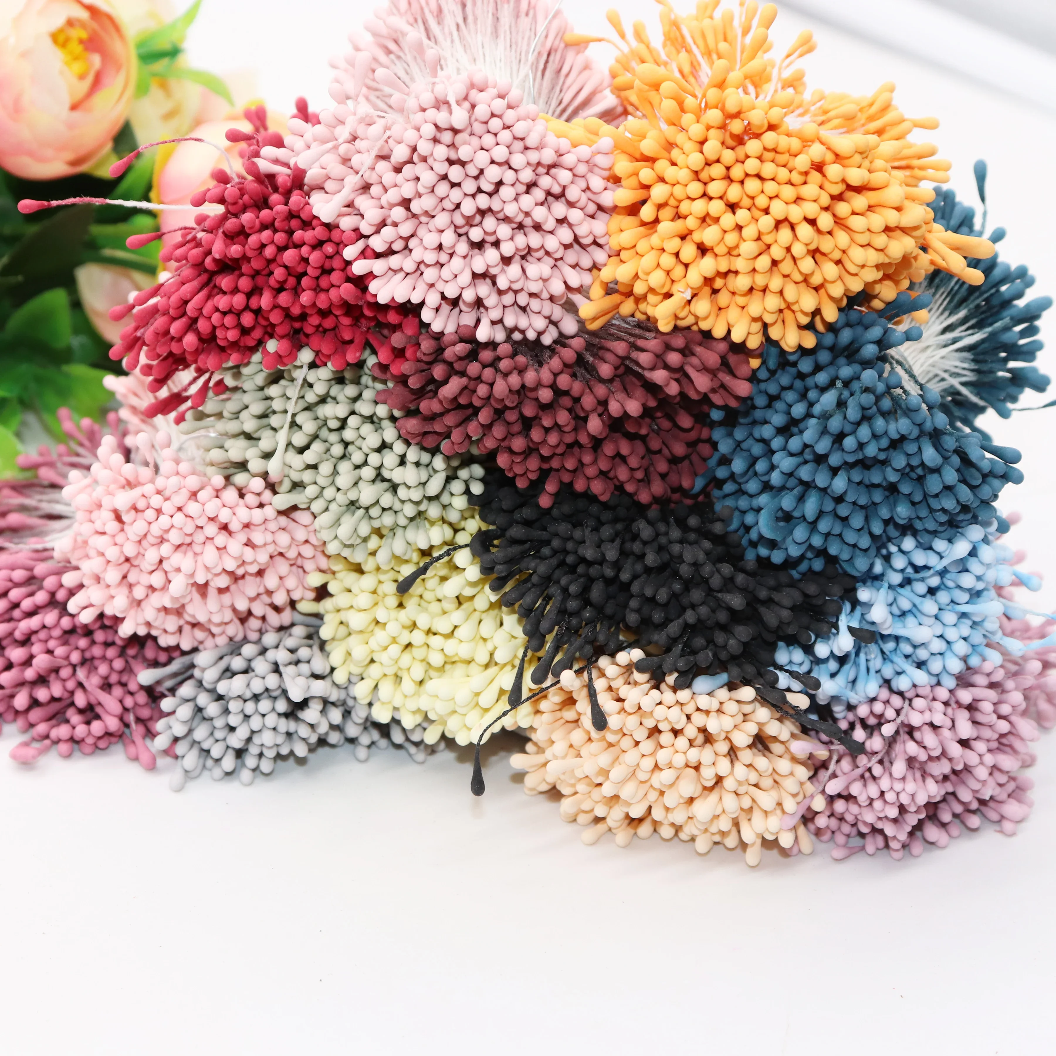 400 Stück 1,5 mm Mini-Staubblatt, handgefertigte künstliche Blumen für Hochzeit, Party,