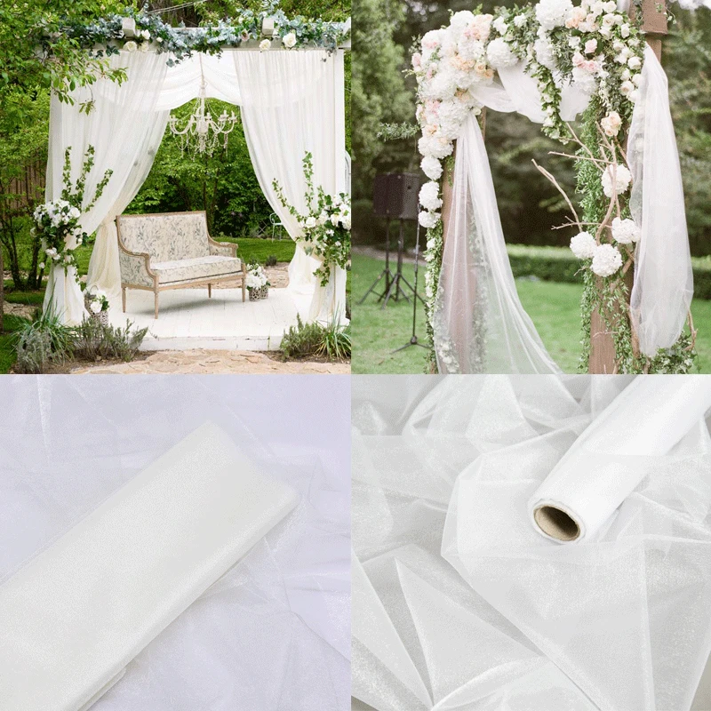 48 cm * 10 m Tüll Rolle Spule Weiß Organza Tüll Stoff Für DIY Mädchen Tutu Baby Dusche Hochzeit