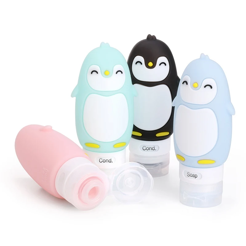 90ML Neue Tragbare Cartoon Bär Pinguin Tier Silikon Reise Fall Veranstalter Shampoo Dusche Gel