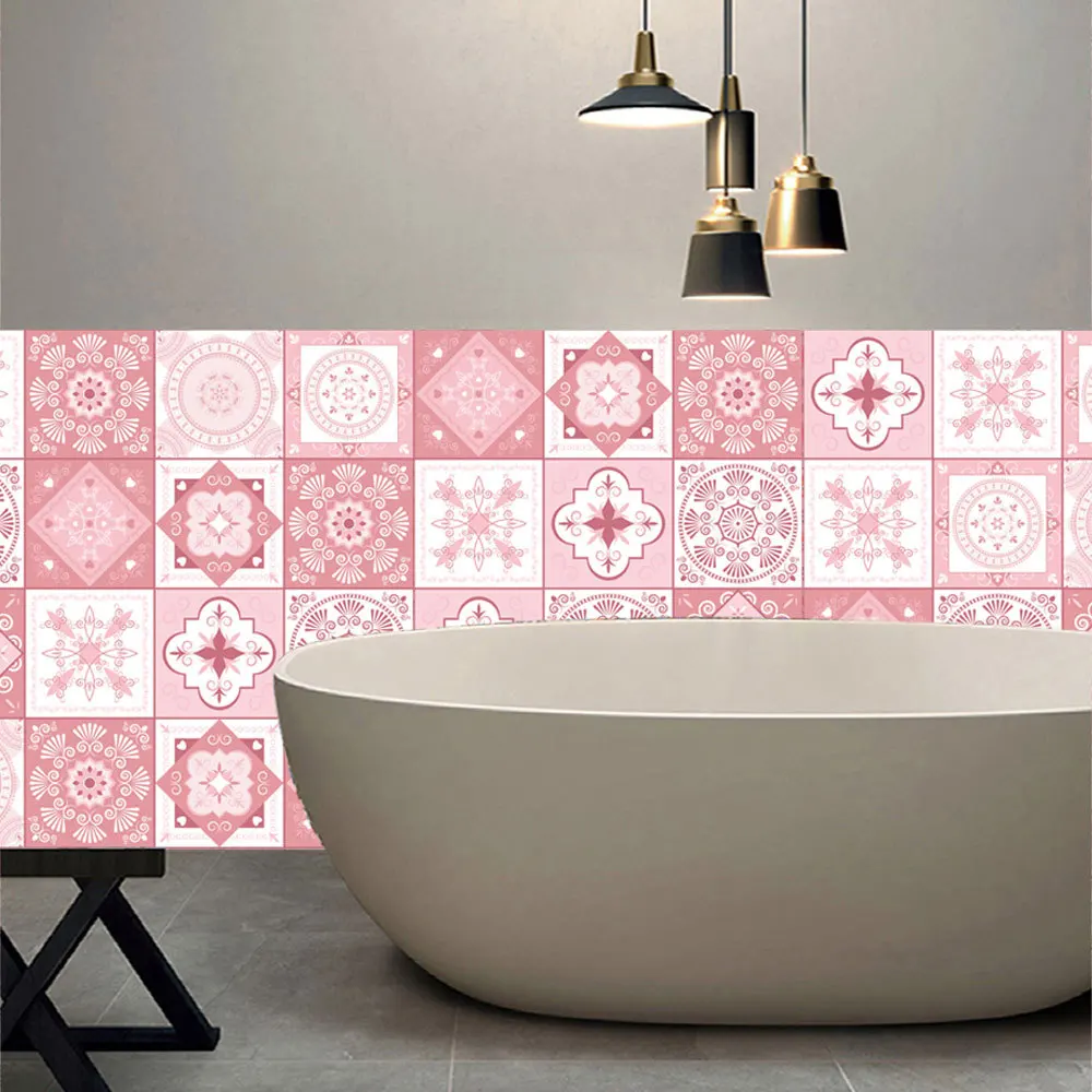 Rosa Barock Fliesen Aufkleber Wasserdicht Wohnkultur Wohnzimmer Bad DIY Self-adhesive Wallpaper PVC