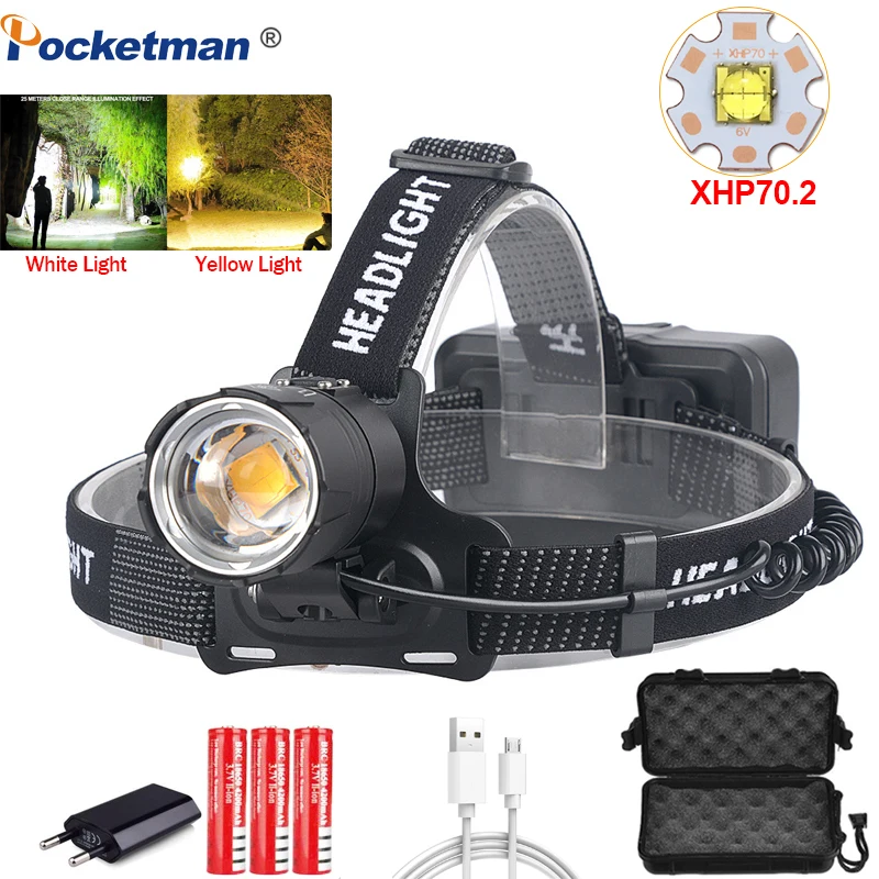 XHP 70,2 Led Scheinwerfer XHP70 Mächtigsten Gelb oder Weiß Led Scheinwerfer Angeln Camping ZOOM