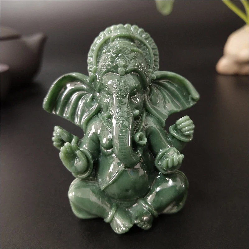 Herr Ganesha Statue Buddha Elefanten Gott Skulptur Ganesh Figuren Mann-made Jade Stein Handwerk
