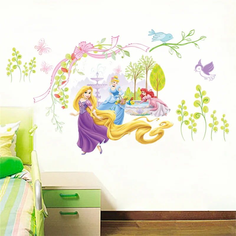 Cartoon Rapunzel Ariel Cinderalle Prinzessin Wand Aufkleber Für Mädchen Zimmer Hause Dekoration Pvc