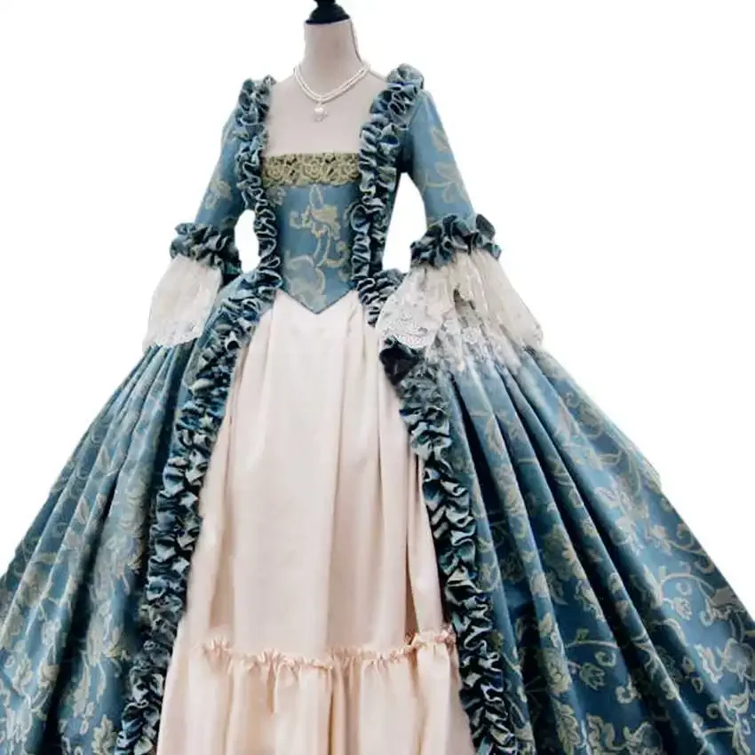 Elegante vestido de corte da rainha do século xviii rococó colonial georgiano mary antoinette