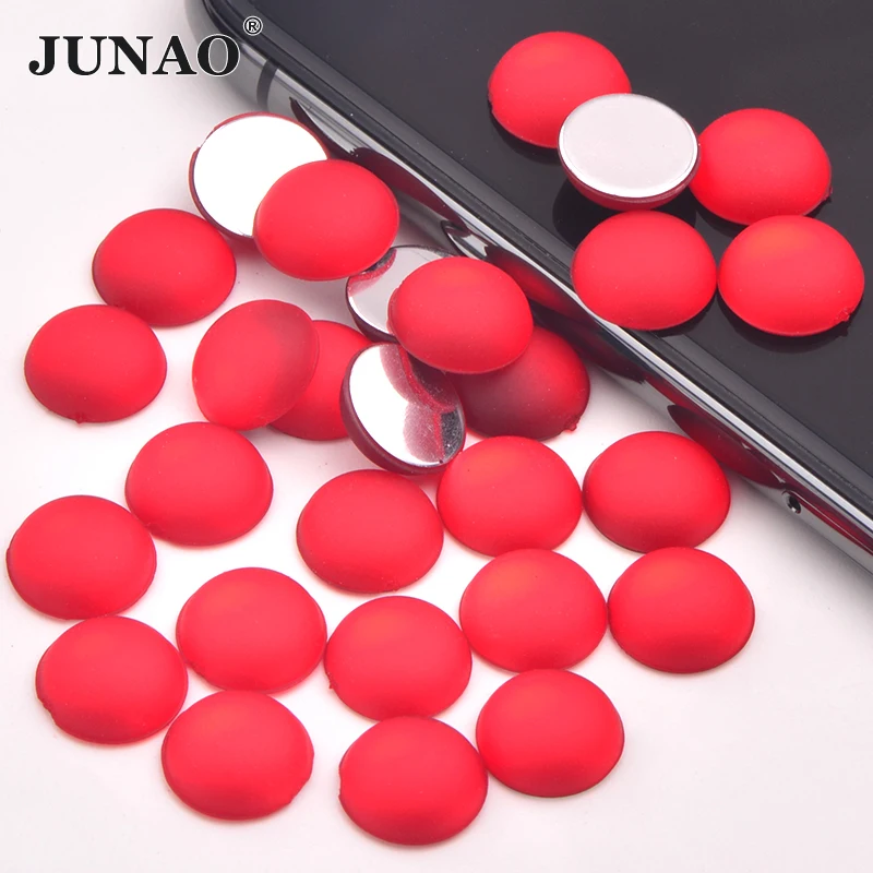 JUNAO 10 mm 50 Stück rote Kristall-Strass-Applikationen mit flacher Rückseite, Dekoration, Strass,