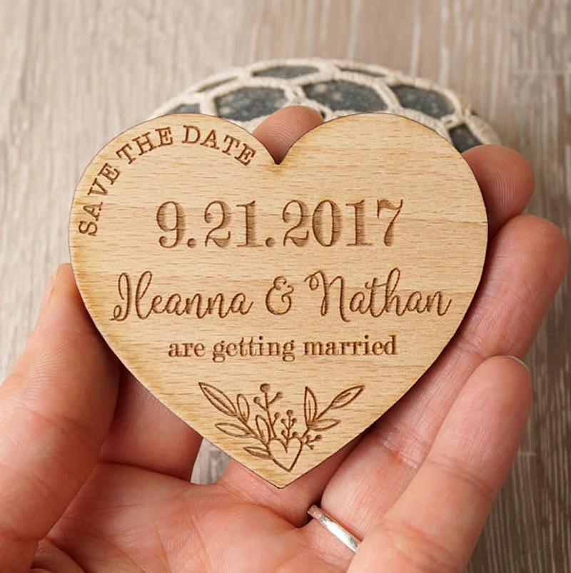 Rustikales Holz Save the Date Magnete, Hochzeits-Souvenirs-Dekoration, Personal isierter Magnet,