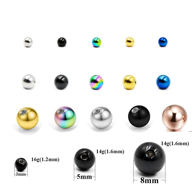 10 Stks/partij 12G 14G Titanium Schroef Ballen Accessoires Body Sieraden Ringen Lip Tepel Pircings