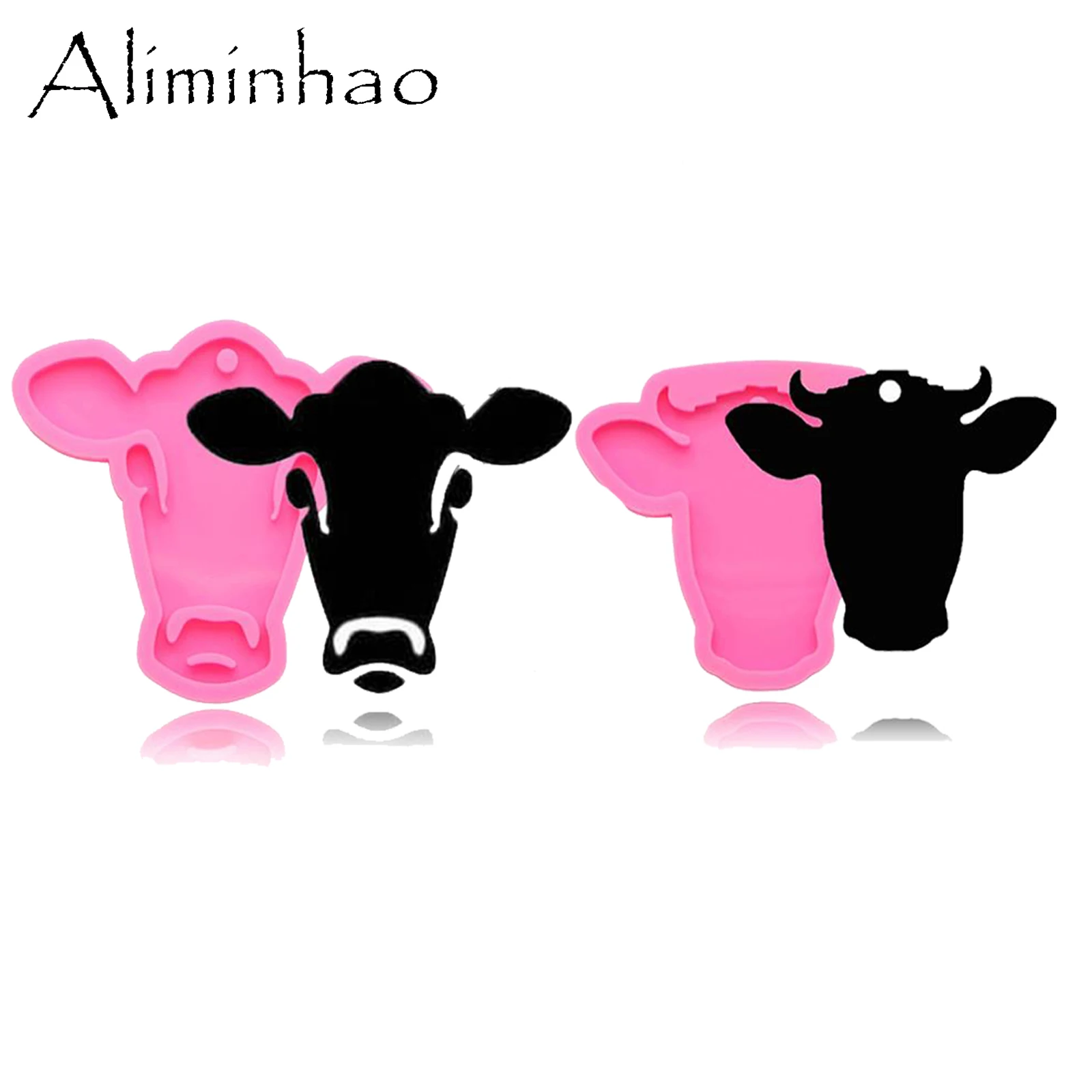 Dy0095 glänzende Kuh/Stierkopf Schlüssel anhänger Silikon form DIY Schmuck herstellung mit