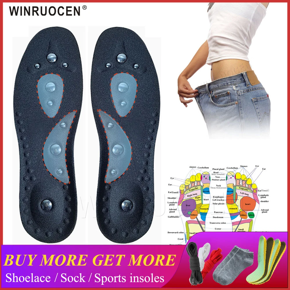 Magnetische Therapie Afslanken Inlegzolen Voor Gewichtsverlies Voet Massage Man/Vrouwen