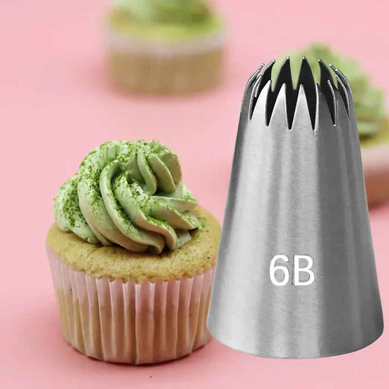# 6B Gebäck Düsen Cupcake Kuchen Dekorieren Werkzeuge Edelstahl Zuckerglasur-friedliche Düse Fondant